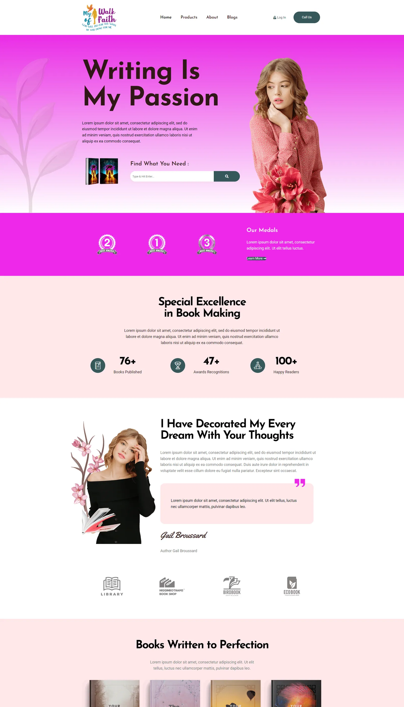 Gail Broussard author homepage with book covers
